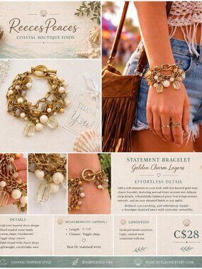 STATEMENT BRACELET Golden Charm Layers